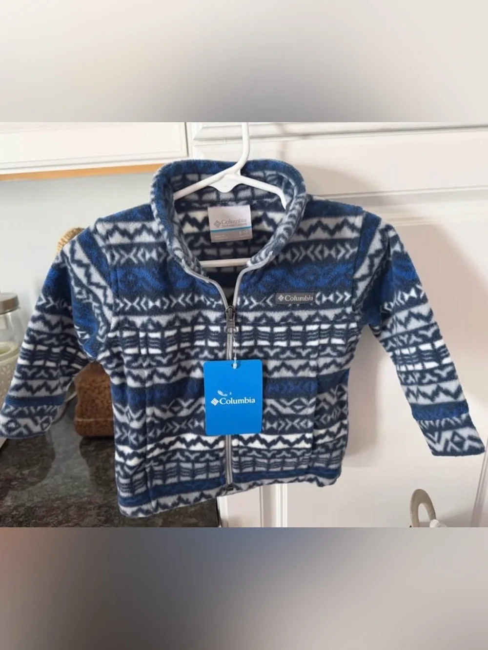Columbia Kids Navy & White Patterned Fleece Jacket